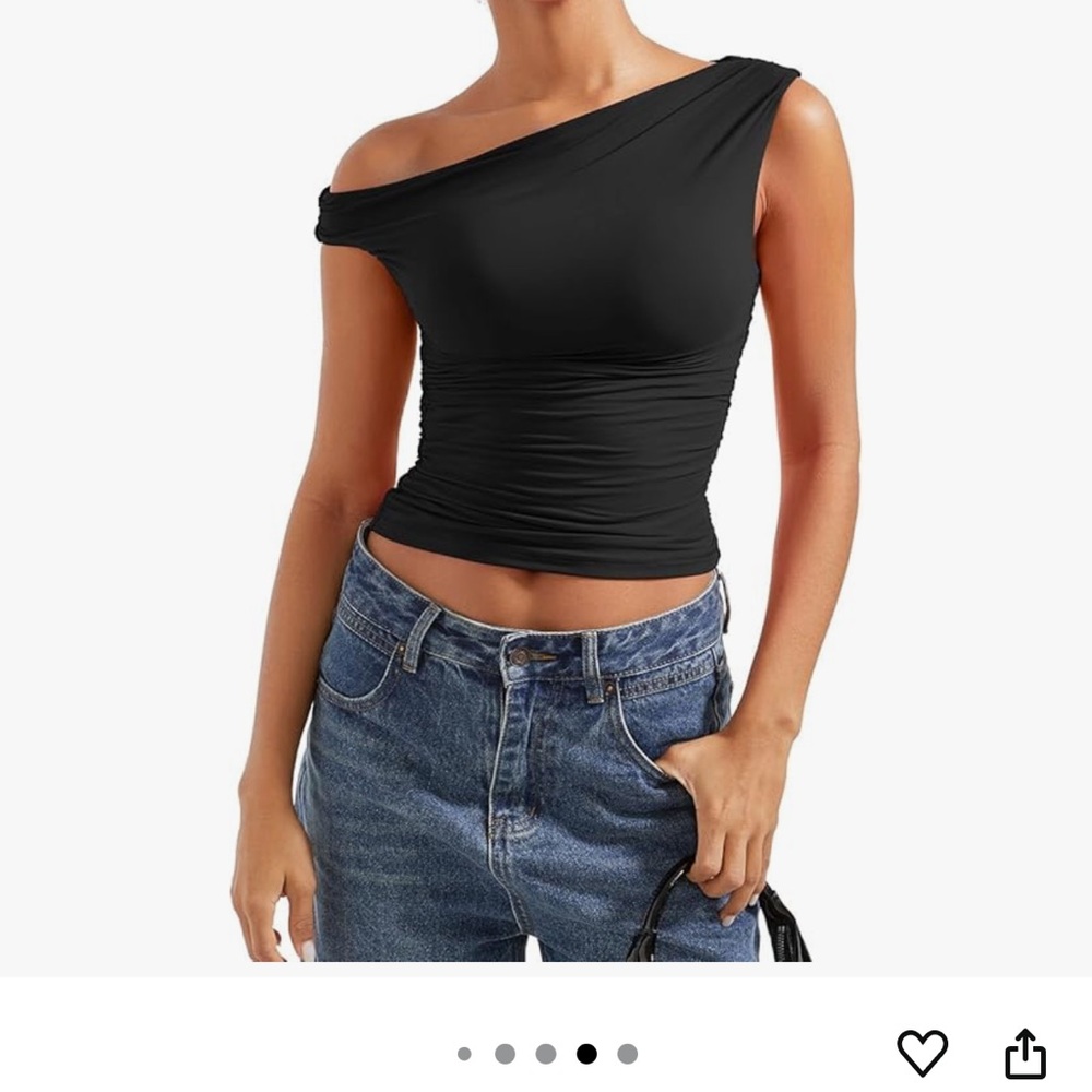 Elegant Black One-Shoulder Crop Top